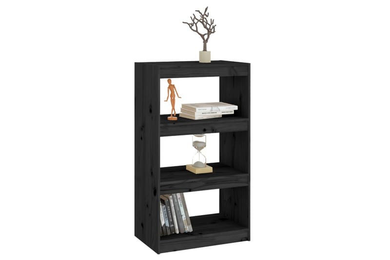 Bokhylla/rumsavdelare svart 60x30x103,5 cm massiv furu - Svart - Förvaring - Hylla - Bokhylla