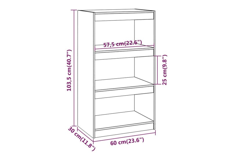 Bokhylla/rumsavdelare svart 60x30x103,5 cm massiv furu - Svart - Förvaring - Hylla - Bokhylla