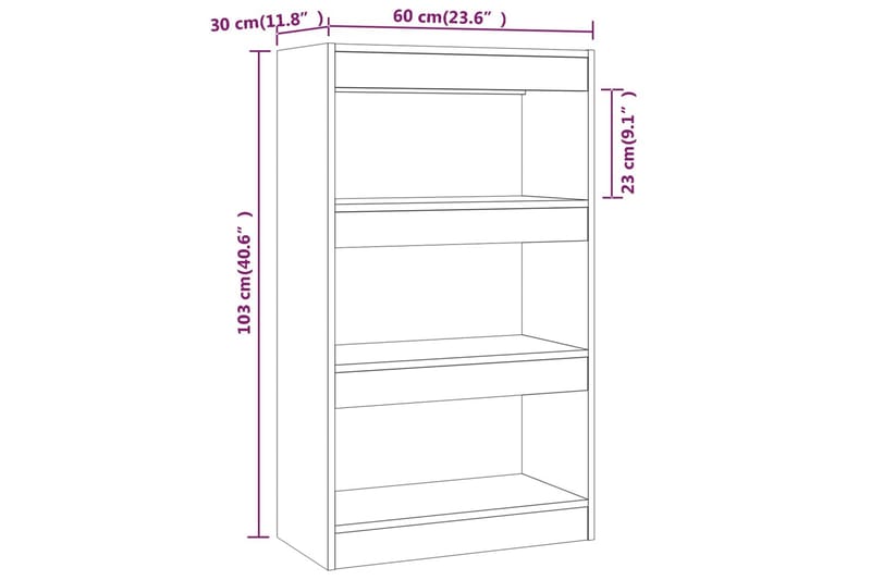 Bokhylla/Rumsavdelare svart 60x30x103 cm spånskiva - Svart - Förvaring - Hylla - Bokhylla