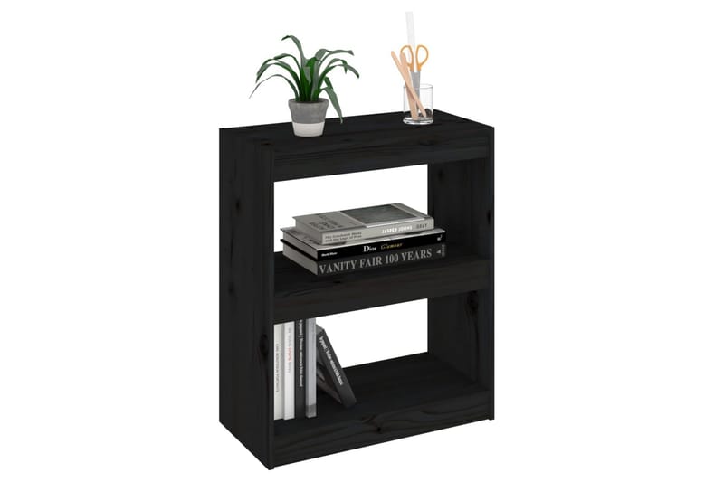 Bokhylla/rumsavdelare svart 60x30x71,5 cm massiv furu - Svart - Förvaring - Hylla - Bokhylla