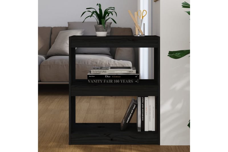 Bokhylla/rumsavdelare svart 60x30x71,5 cm massiv furu - Svart - Förvaring - Hylla - Bokhylla