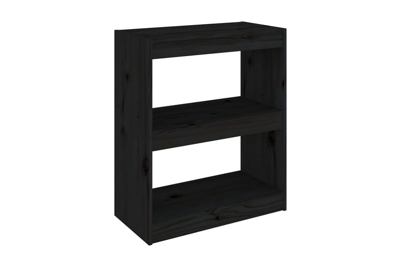 Bokhylla/rumsavdelare svart 60x30x71,5 cm massiv furu - Svart - Förvaring - Hylla - Bokhylla