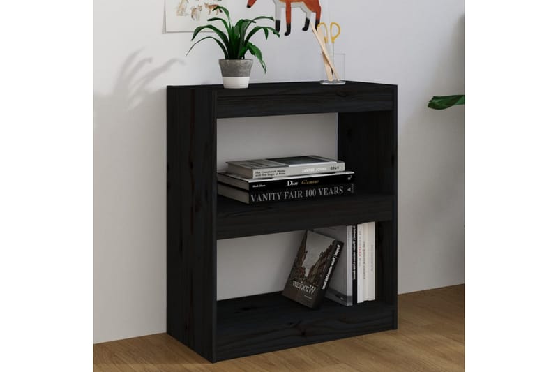 Bokhylla/rumsavdelare svart 60x30x71,5 cm massiv furu - Svart - Förvaring - Hylla - Bokhylla
