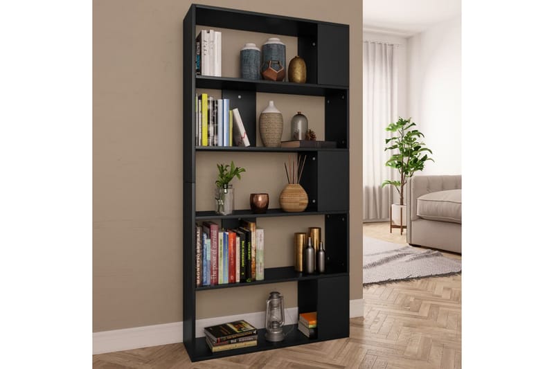 Bokhylla/Rumsavdelare svart 80x24x159 cm spånskiva - Svart - Förvaring - Hylla - Bokhylla