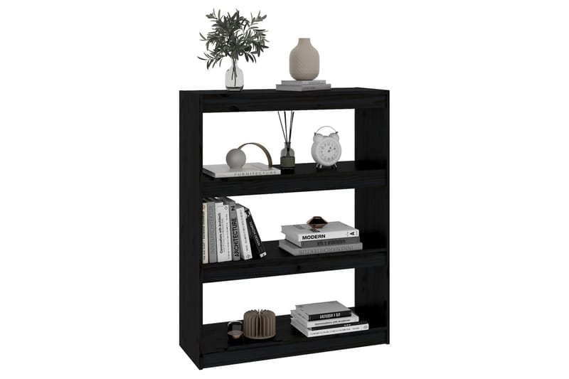 Bokhylla/rumsavdelare svart 80x30x103,5 cm massiv furu - Svart - Förvaring - Hylla - Bokhylla