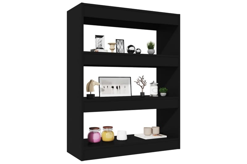 Bokhylla/Rumsavdelare svart 80x30x103 cm konstruerat trä - Svart - Förvaring - Hylla - Bokhylla