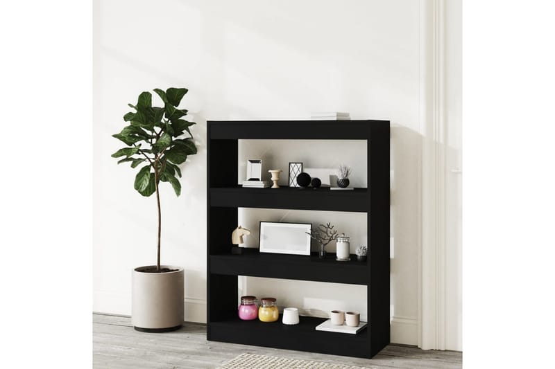 Bokhylla/Rumsavdelare svart 80x30x103 cm konstruerat trä - Svart - Förvaring - Hylla - Bokhylla