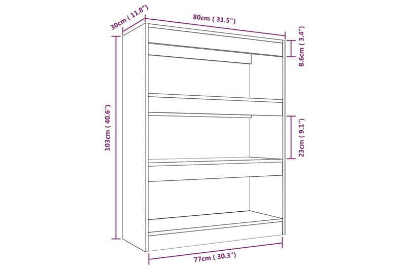 Bokhylla/Rumsavdelare svart 80x30x103 cm konstruerat trä - Svart - Förvaring - Hylla - Bokhylla