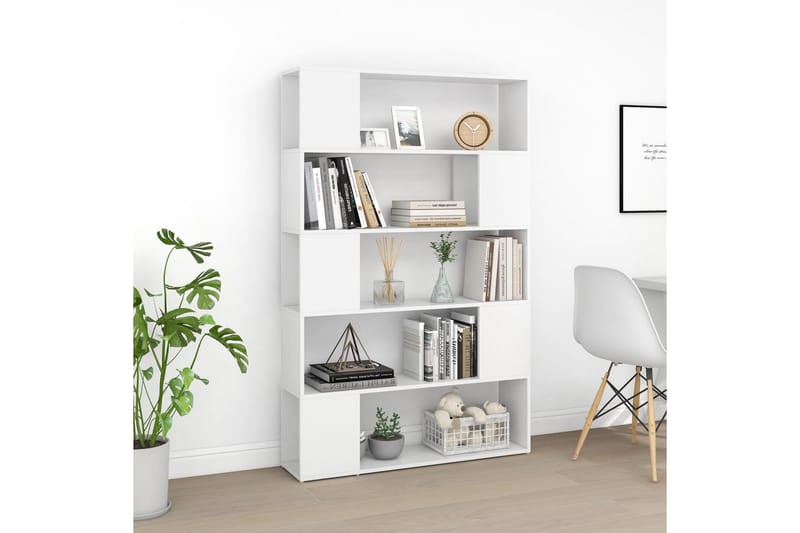 Bokhylla/rumsavdelare vit 100x24x155 cm spånskiva - Vit - Förvaring - Hylla - Bokhylla