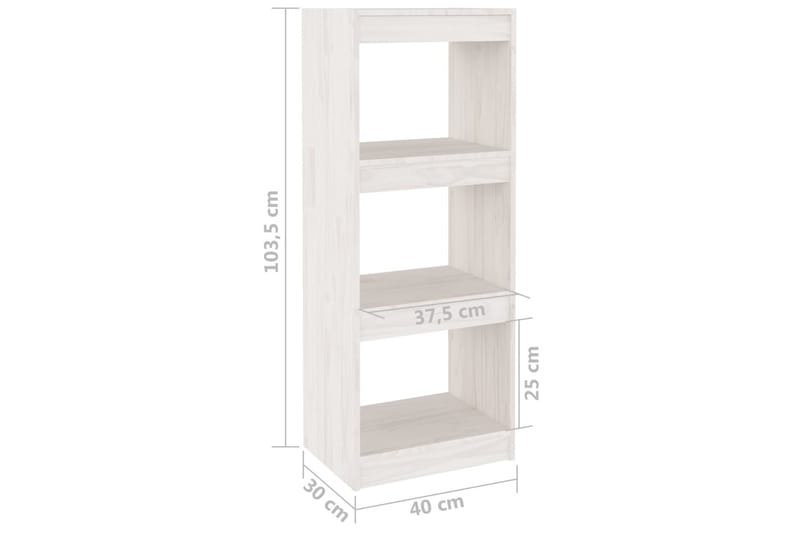 Bokhylla/Rumsavdelare vit 40x30x103,5 cm furu - Vit - Bokhylla