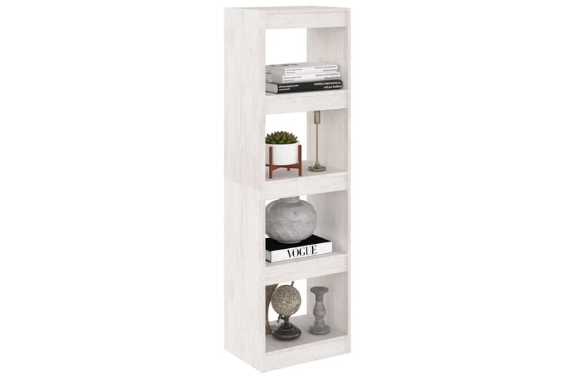 Bokhylla/rumsavdelare vit 40x30x135,5 cm massiv furu - Vit - Förvaring - Hylla - Bokhylla