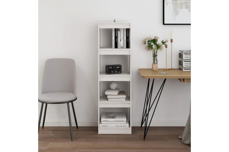Bokhylla/rumsavdelare vit 40x30x135,5 cm massiv furu - Vit - Förvaring - Hylla - Bokhylla