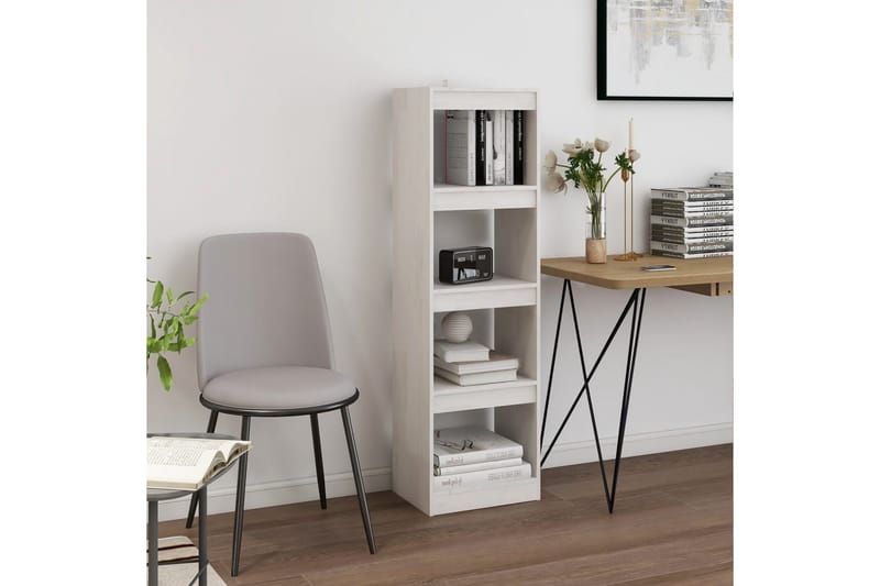 Bokhylla/rumsavdelare vit 40x30x135,5 cm massiv furu - Vit - Förvaring - Hylla - Bokhylla