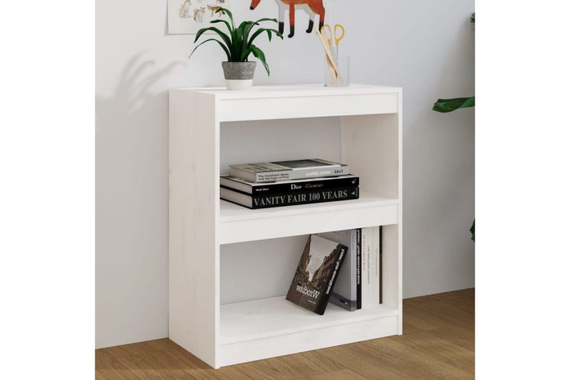 Bokhylla/rumsavdelare vit 60x30x71,5 cm massiv furu - Vit - Förvaring - Hylla - Bokhylla