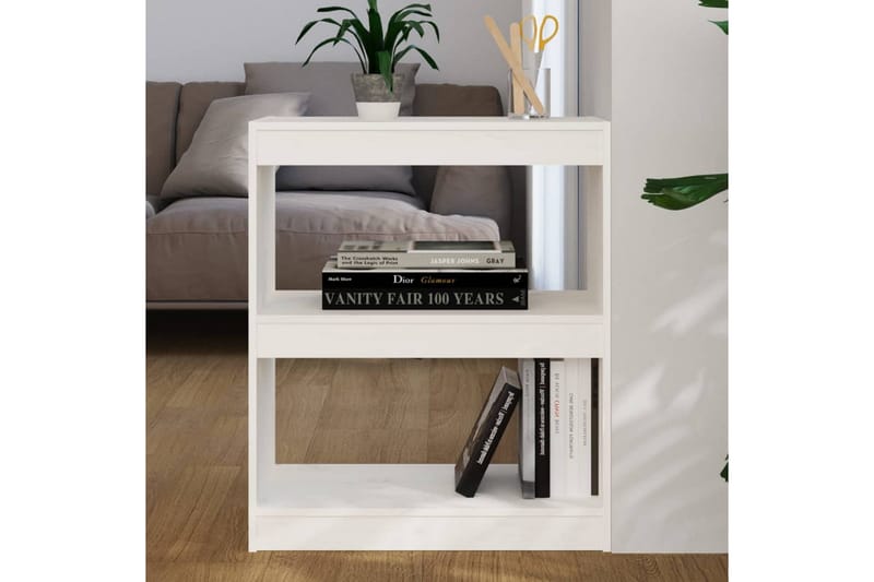Bokhylla/rumsavdelare vit 60x30x71,5 cm massiv furu - Vit - Förvaring - Hylla - Bokhylla