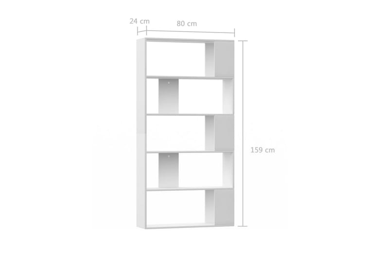 Bokhylla/Rumsavdelare vit 80x24x159 cm spånskiva - Vit - Bokhylla