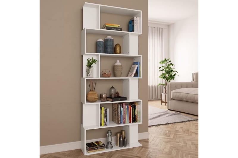 Bokhylla/Rumsavdelare vit 80x24x192 cm spånskiva - Vit - Förvaring - Hylla - Bokhylla