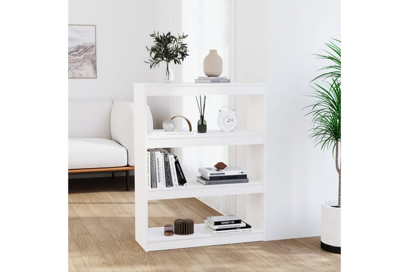 Bokhylla/rumsavdelare vit 80x30x103,5 cm massiv furu - Vit - Förvaring - Hylla - Bokhylla