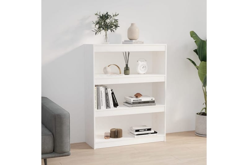 Bokhylla/rumsavdelare vit 80x30x103,5 cm massiv furu - Vit - Förvaring - Hylla - Bokhylla