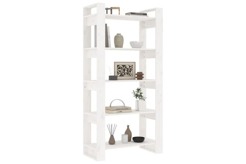 Bokhylla/rumsavdelare vit 80x35x160 cm massiv furu - Vit - Förvaring - Hylla - Bokhylla