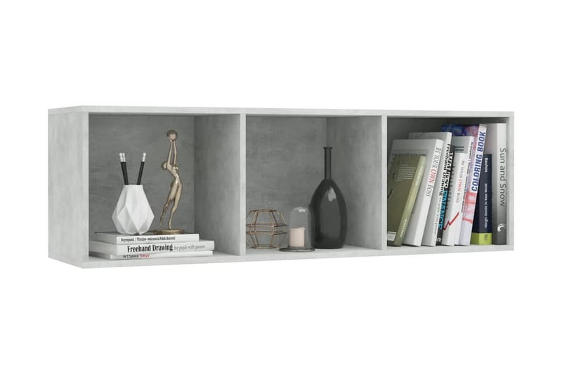 Bokhylla/TV-bänk betonggrå 36x30x114 cm spånskiva - Grå - Förvaring - Hylla - Bokhylla