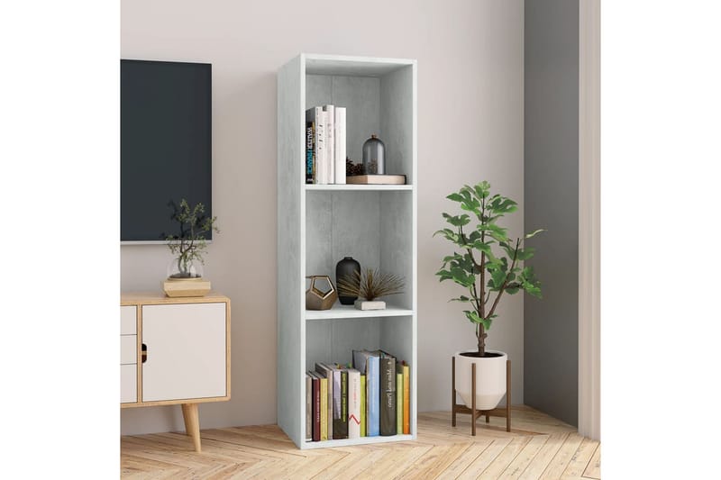 Bokhylla/TV-bänk betonggrå 36x30x114 cm spånskiva - Grå - Förvaring - Hylla - Bokhylla