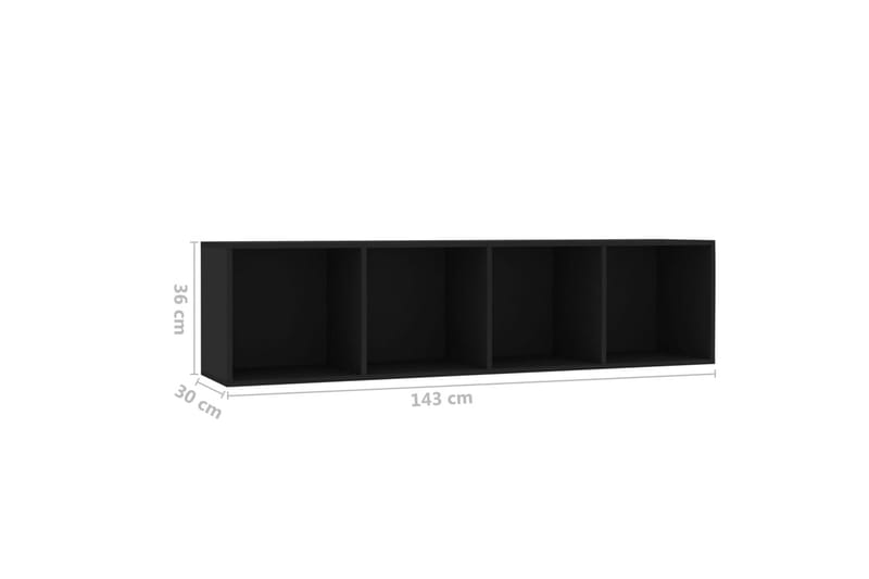 Bokhylla/TV-bänk svart 143x30x36 cm - Svart - Förvaring - Hylla - Bokhylla