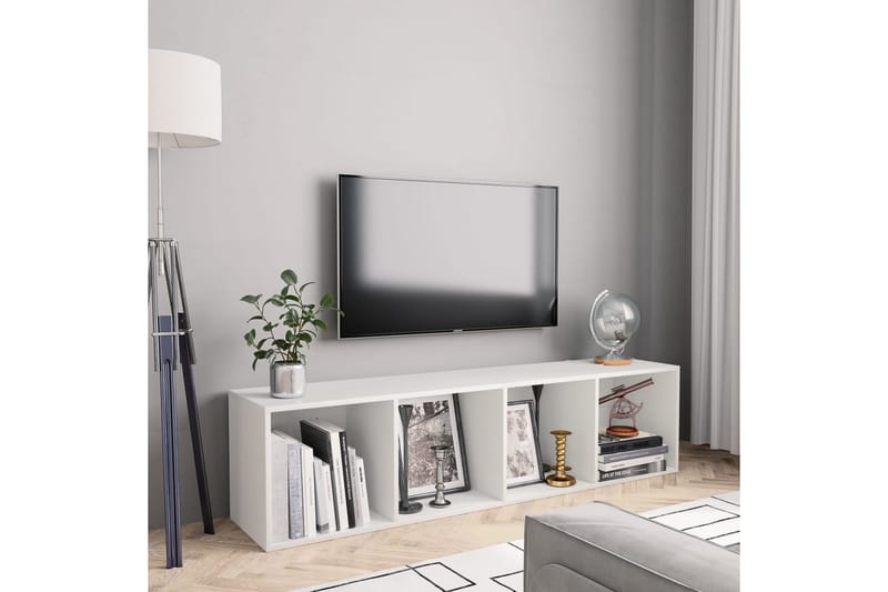 Bokhylla/TV-bänk vit 143x30x36 cm - Vit - Förvaring - Hylla - Bokhylla