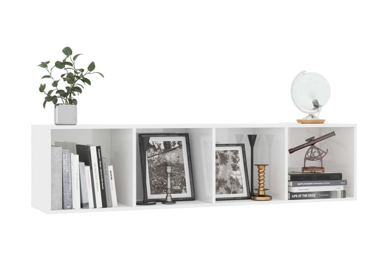 Bokhylla/TV-bänk vit högglans 143x30x36 cm - Vit - Förvaring - Hylla - Bokhylla