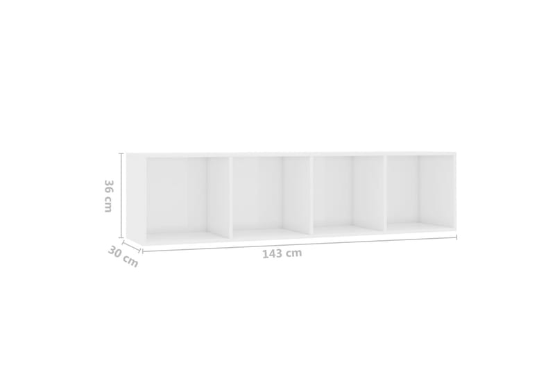 Bokhylla/TV-bänk vit högglans 143x30x36 cm - Vit - Förvaring - Hylla - Bokhylla