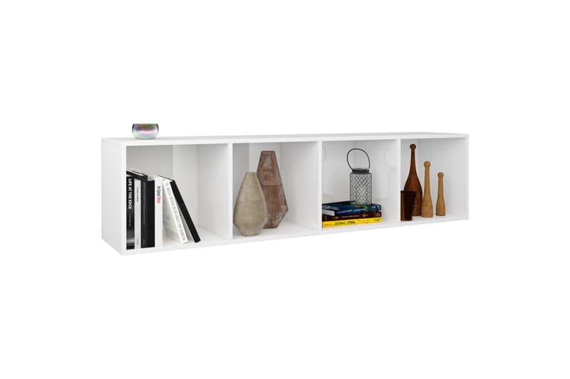 Bokhylla/TV-bänk vit högglans 36x30x143 cm spånskiva - Vit - Förvaring - Hylla - Bokhylla