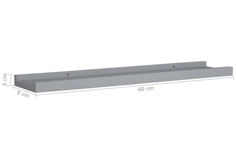 Tavellist 2 st grå 60x9x3 cm MDF - Grå - Förvaring - Hylla - Bokhylla - Boklist