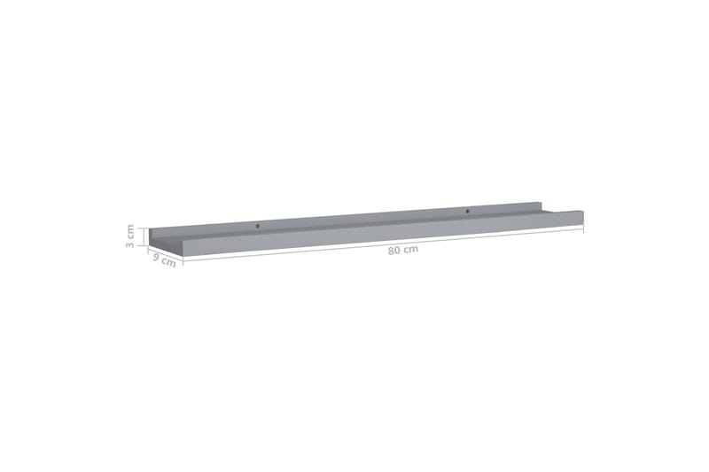 Tavellist 2 st grå 80x9x3 cm MDF - Grå - Förvaring - Hylla - Bokhylla - Boklist