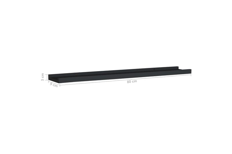 Tavellist 2 st svart 80x9x3 cm MDF - Svart - Förvaring - Hylla - Bokhylla - Boklist