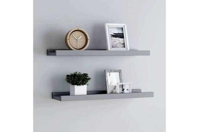 Tavellister 2 st grå 40x9x3 cm MDF - Grå - Förvaring - Hylla - Bokhylla - Boklist