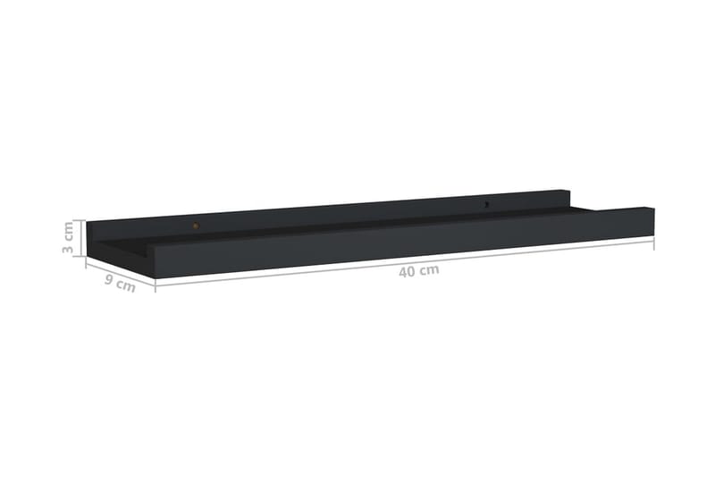 Tavellister 2 st svart 40x9x3 cm MDF - Svart - Förvaring - Hylla - Bokhylla - Boklist