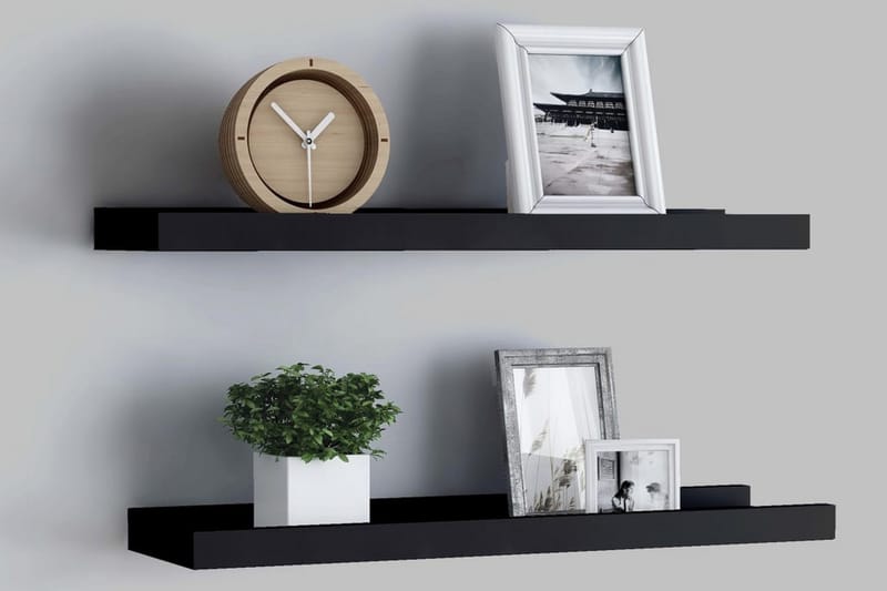 Tavellister 2 st svart 40x9x3 cm MDF - Svart - Förvaring - Hylla - Bokhylla - Boklist