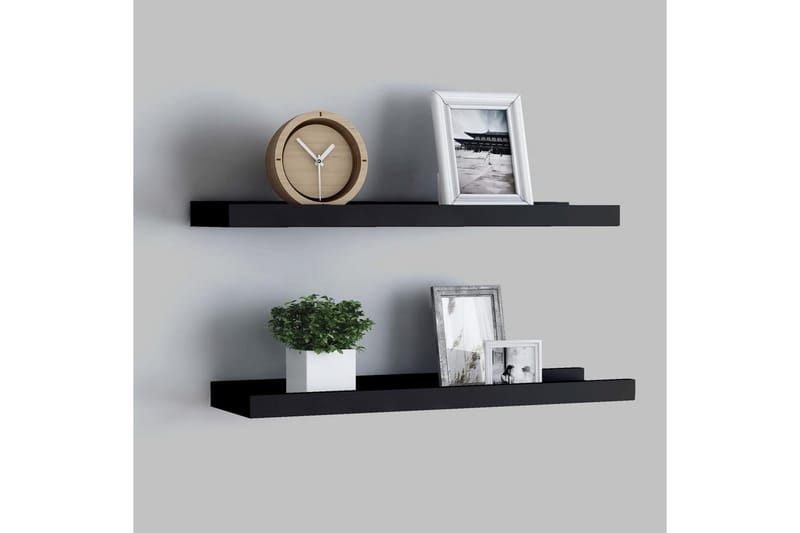 Tavellister 2 st svart 60x9x3 cm MDF - Svart - Förvaring - Hylla - Bokhylla - Boklist