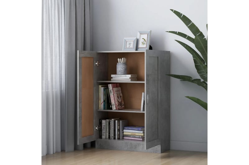 Bokskåp betonggrå 82,5x30,5x115 cm spånskiva - Grå - Förvaring - Hylla - Bokhylla