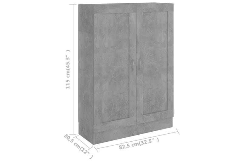 Bokskåp betonggrå 82,5x30,5x115 cm spånskiva - Grå - Förvaring - Hylla - Bokhylla