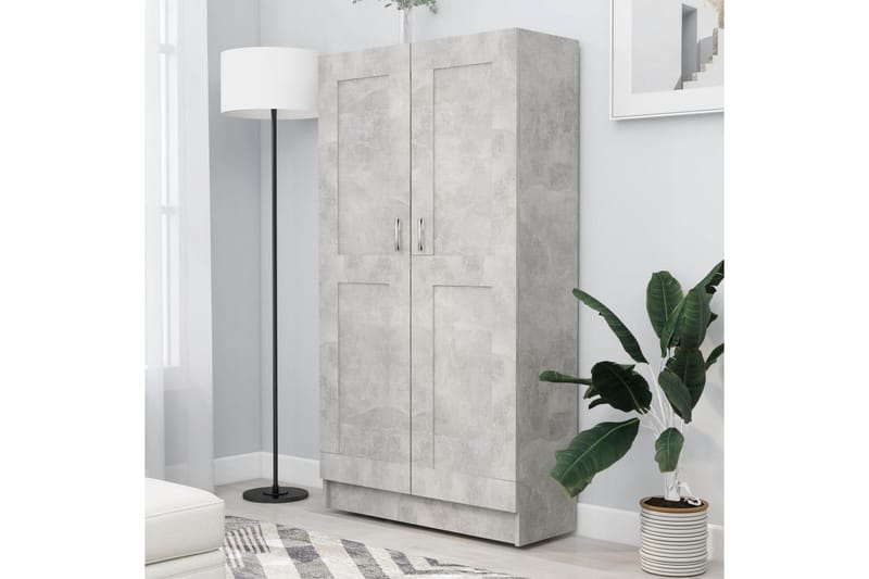 Bokskåp betonggrå 82,5x30,5x150 cm spånskiva - Grå - Förvaring - Hylla - Bokhylla