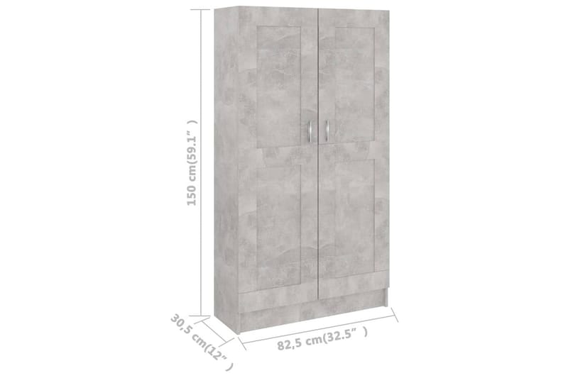 Bokskåp betonggrå 82,5x30,5x150 cm spånskiva - Grå - Förvaring - Hylla - Bokhylla