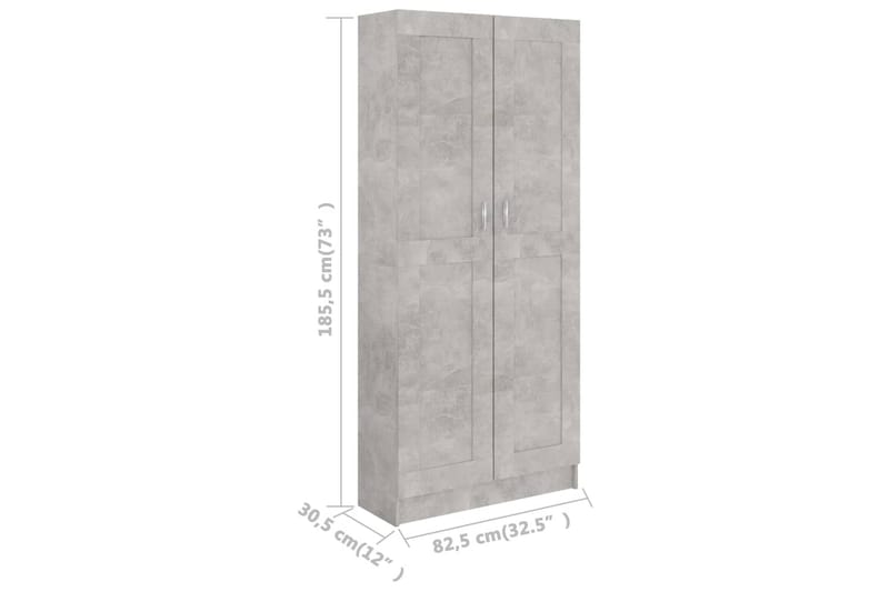 Bokskåp betonggrå 82,5x30,5x185,5 cm spånskiva - Grå - Förvaring - Hylla - Bokhylla
