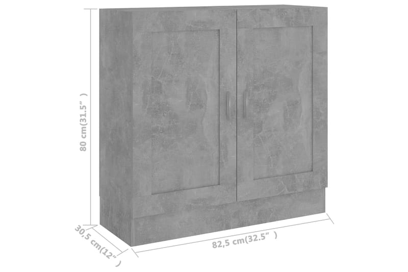 Bokskåp betonggrå 82,5x30,5x80 cm spånskiva - Grå - Bokhylla