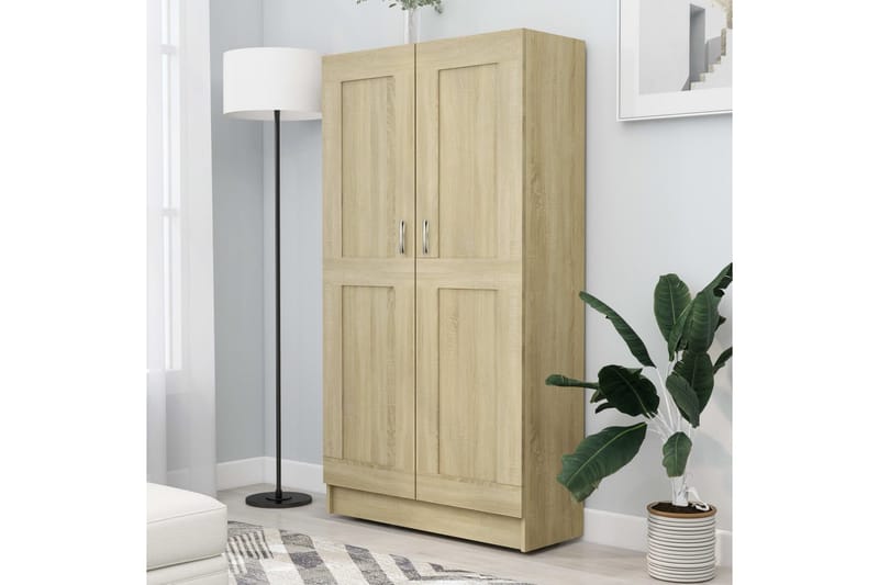 Bokskåp sonoma-ek 82,5x30,5x150 cm spånskiva - Brun - Förvaring - Hylla - Bokhylla