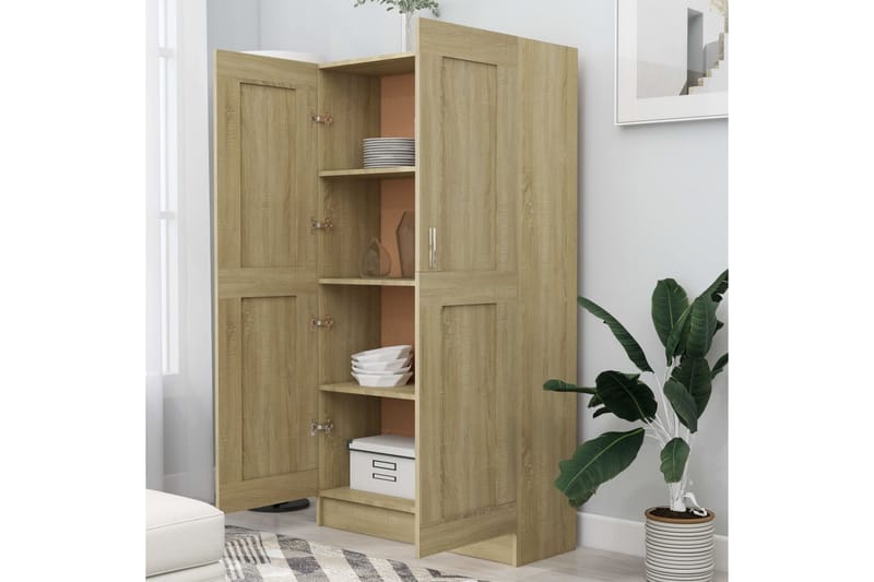 Bokskåp sonoma-ek 82,5x30,5x150 cm spånskiva - Brun - Förvaring - Hylla - Bokhylla