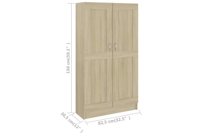 Bokskåp sonoma-ek 82,5x30,5x150 cm spånskiva - Brun - Förvaring - Hylla - Bokhylla