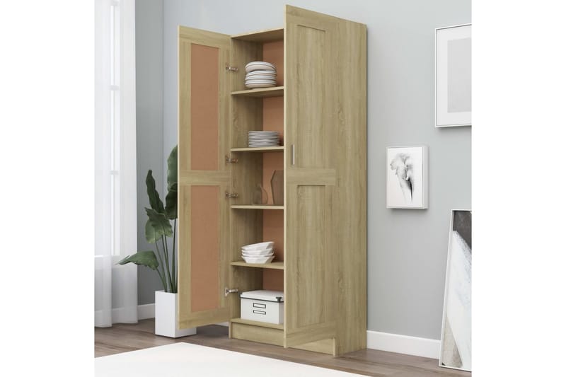 Bokskåp sonoma-ek 82,5x30,5x185,5 cm spånskiva - Brun - Förvaring - Hylla - Bokhylla