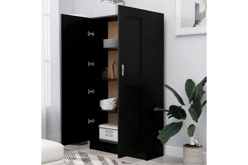 Bokskåp svart 82,5x30,5x150 cm spånskiva - Svart - Förvaring - Hylla - Bokhylla
