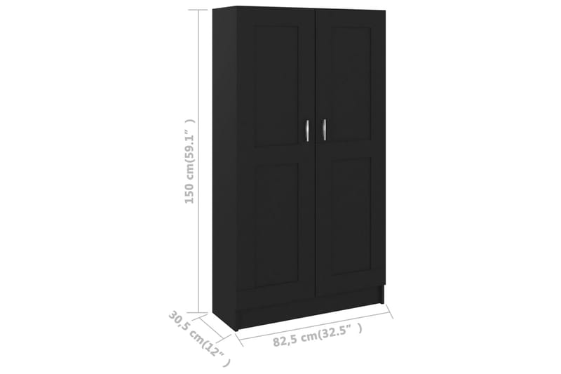 Bokskåp svart 82,5x30,5x150 cm spånskiva - Svart - Förvaring - Hylla - Bokhylla